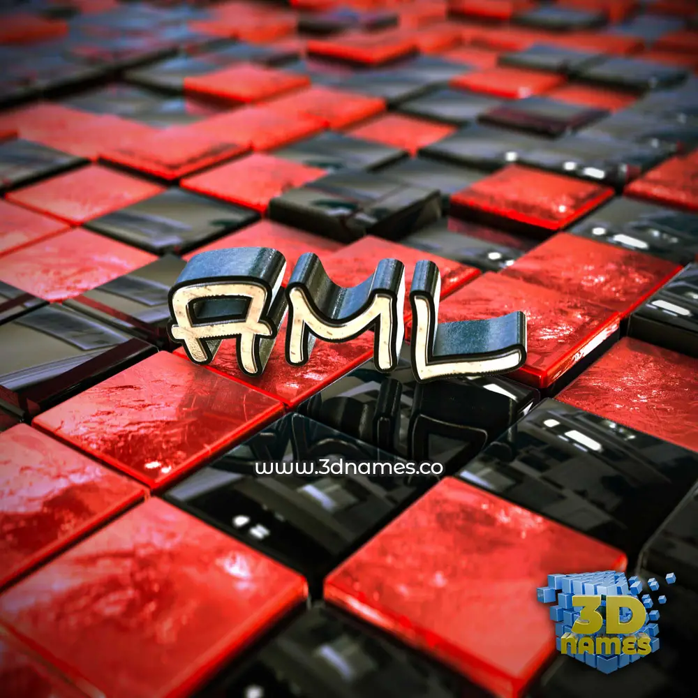 aml in Red Checkered style - 3D name wallpaper