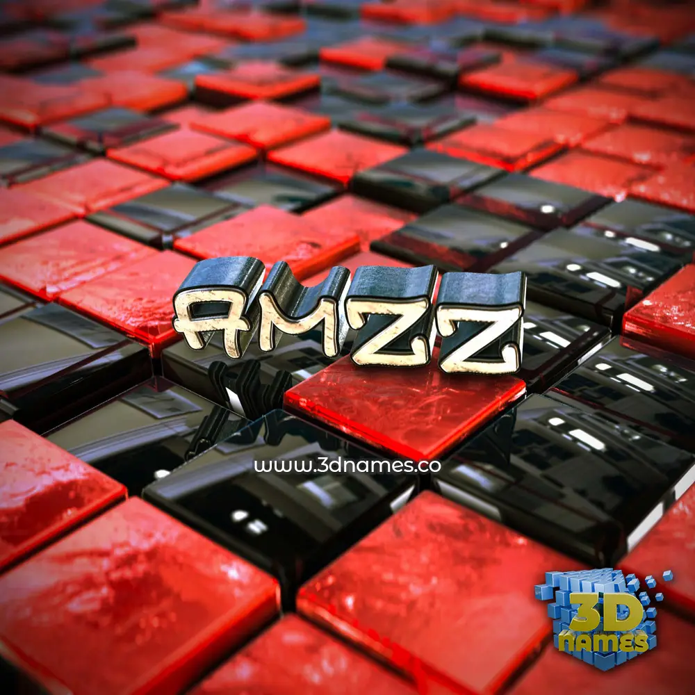 amzz in Red Checkered style - 3D name wallpaper