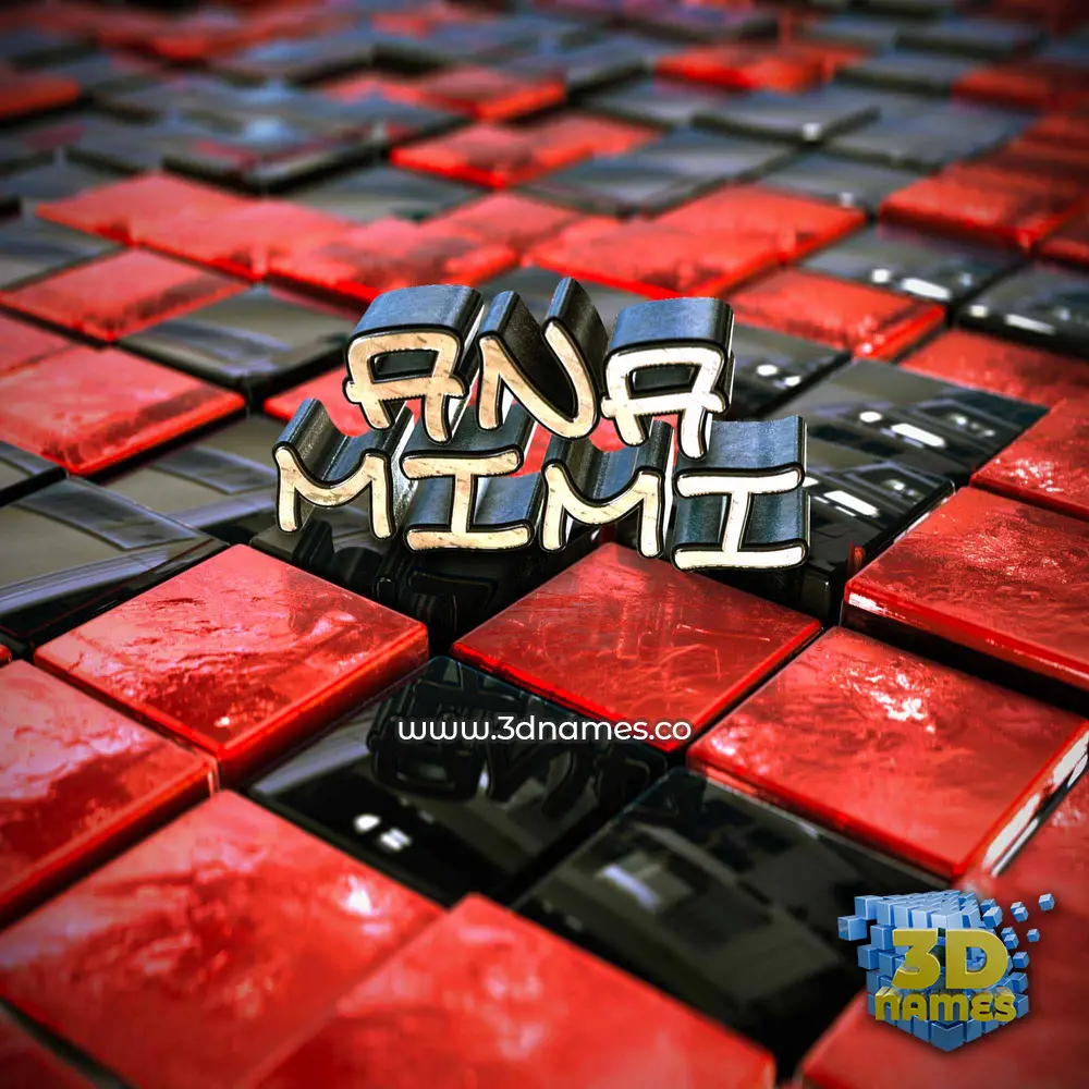 ana mimi in Red Checkered style - 3D name wallpaper