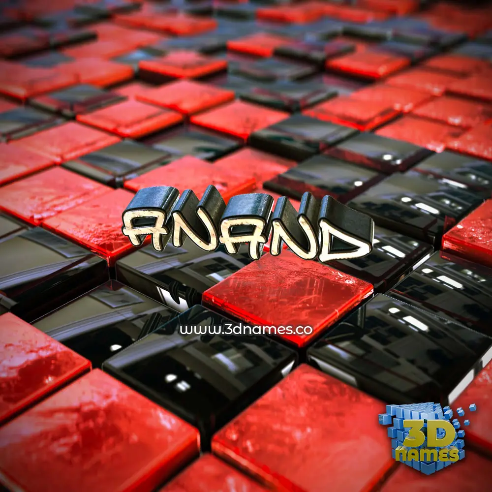 anand in Red Checkered style - 3D name wallpaper