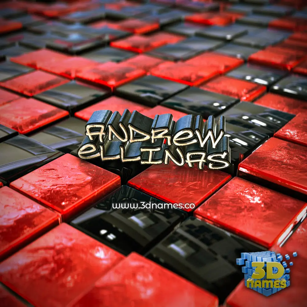 andrew ellinas in Red Checkered style - 3D name wallpaper