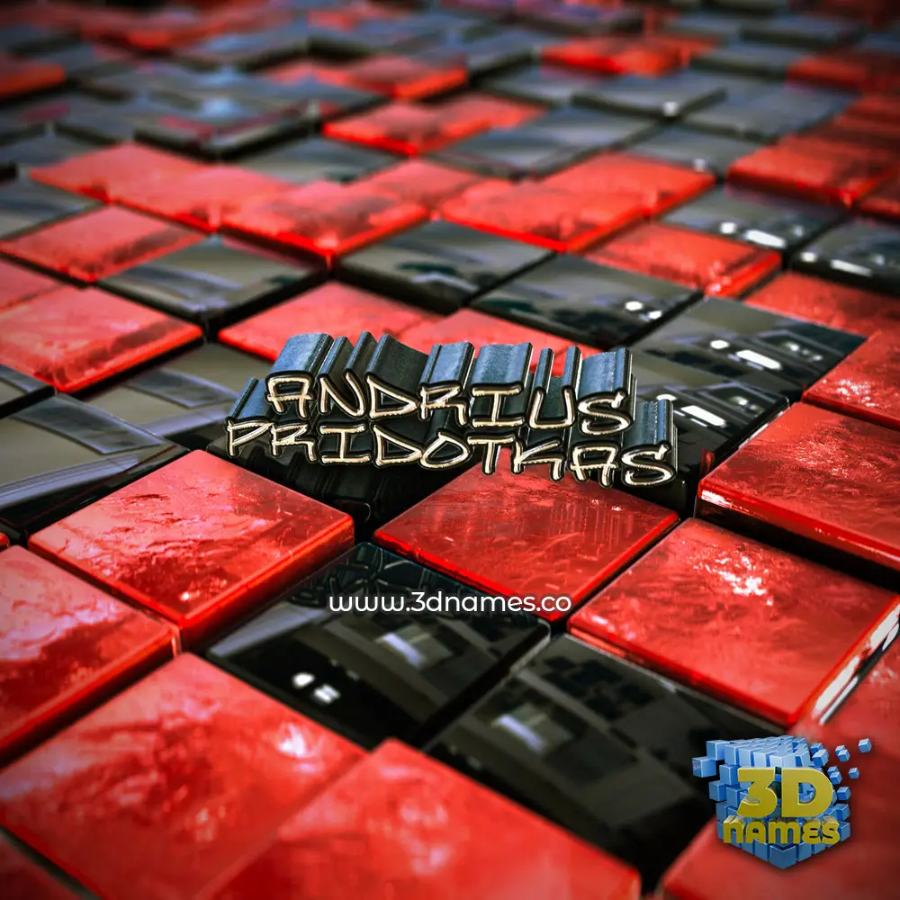 andrius pridotkas in Red Checkered style - 3D name wallpaper