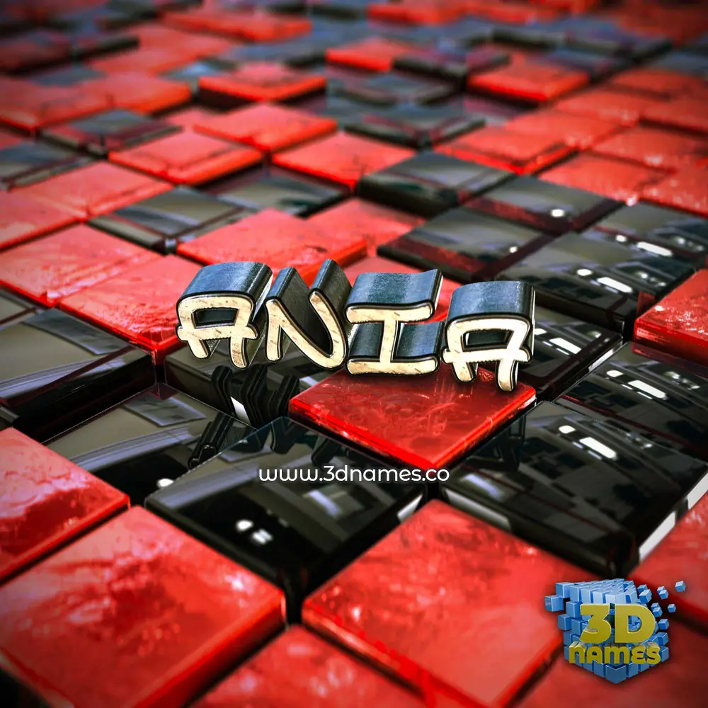 ania in Red Checkered style - 3D name wallpaper