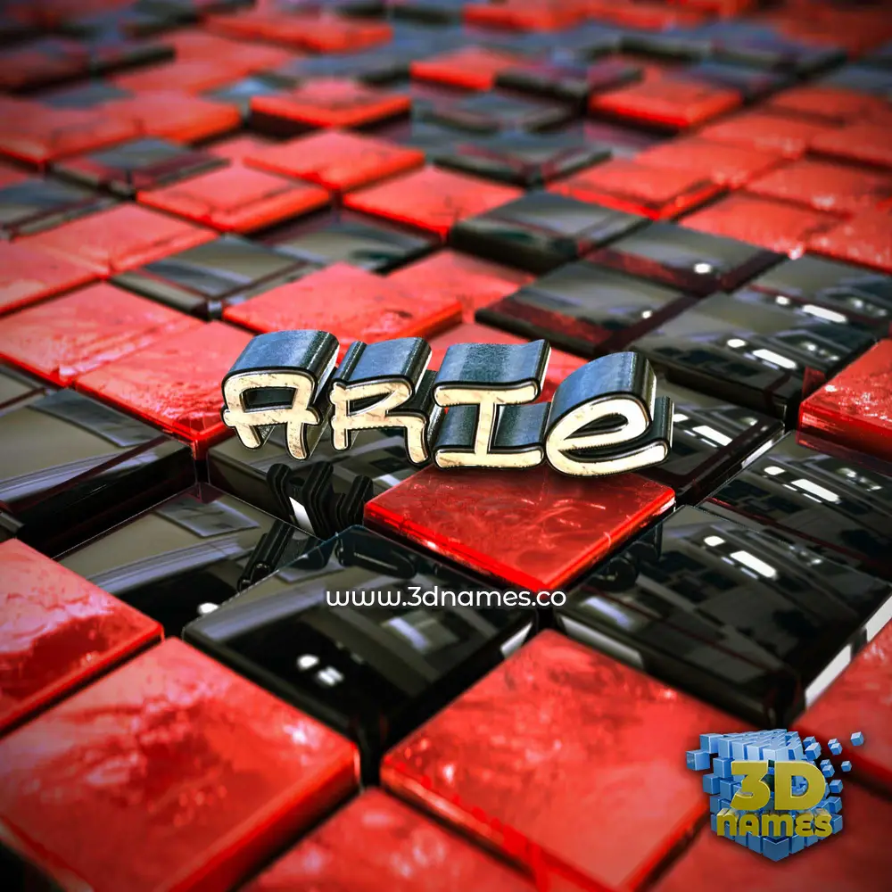 arie in Red Checkered style - 3D name wallpaper