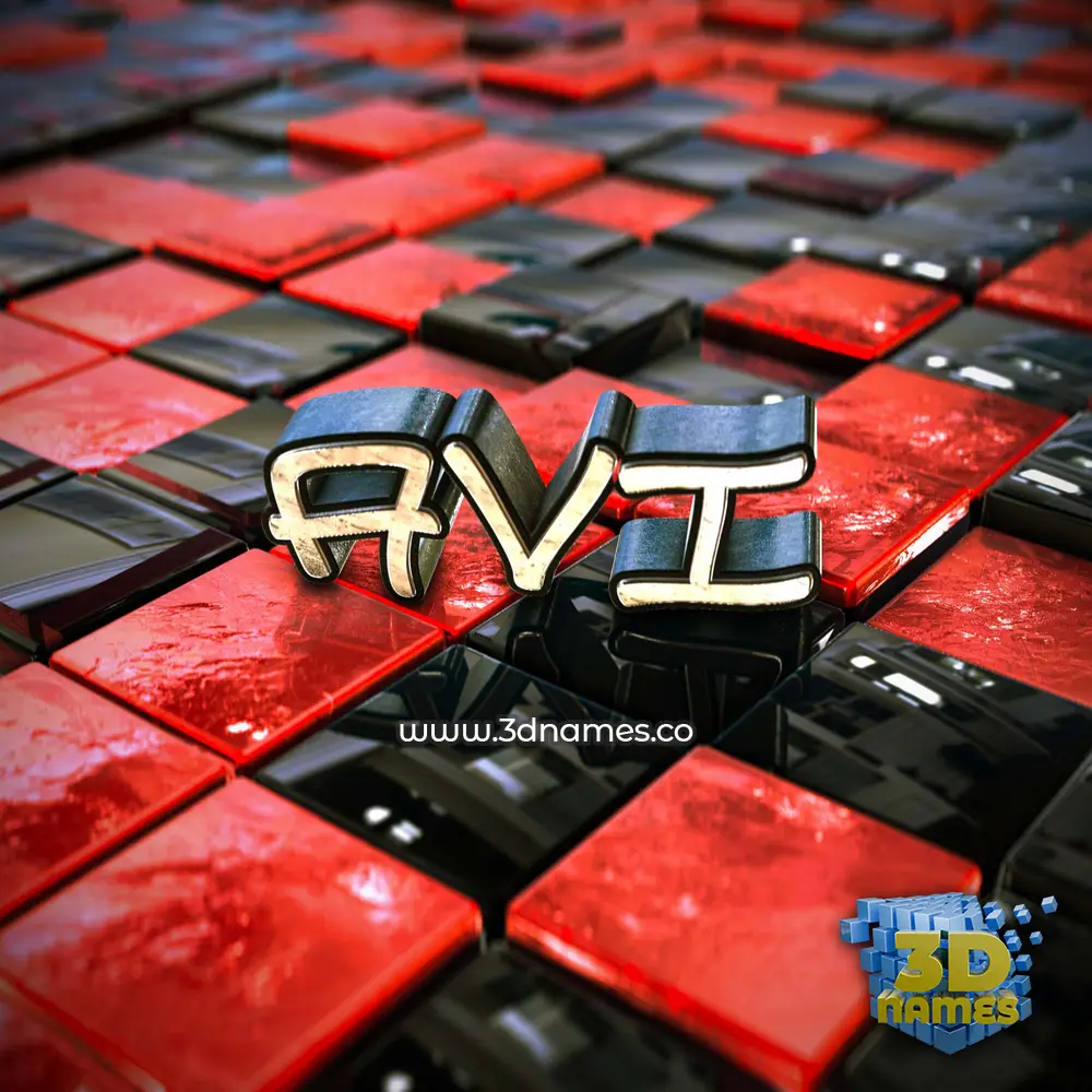 avi in Red Checkered style - 3D name wallpaper