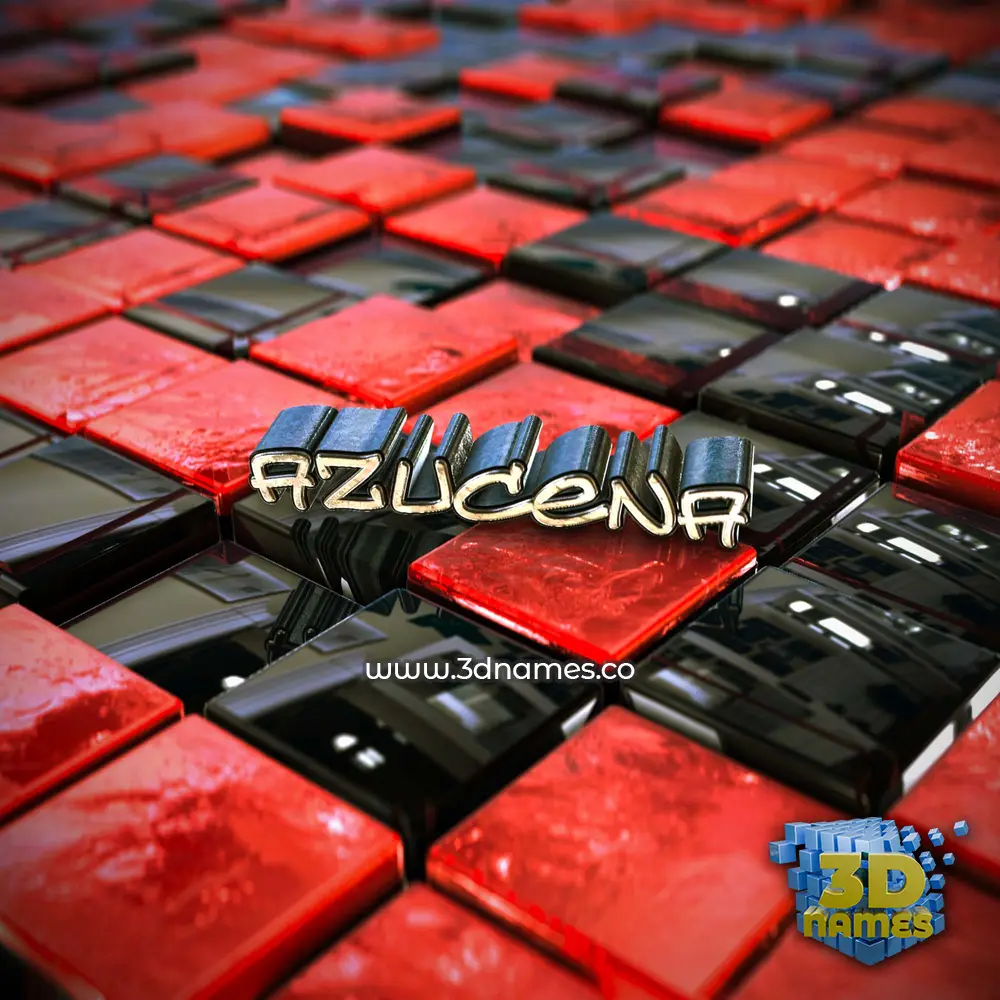 azucena in Red Checkered style - 3D name wallpaper