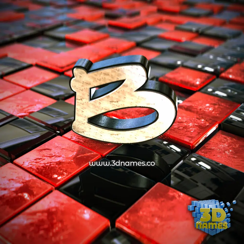 b in Red Checkered style - 3D name wallpaper