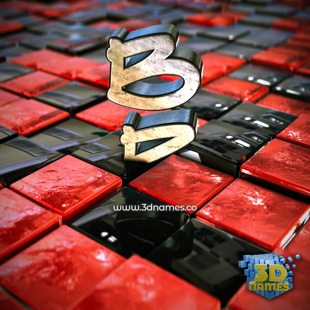 b p in Red Checkered style - 3D name wallpaper