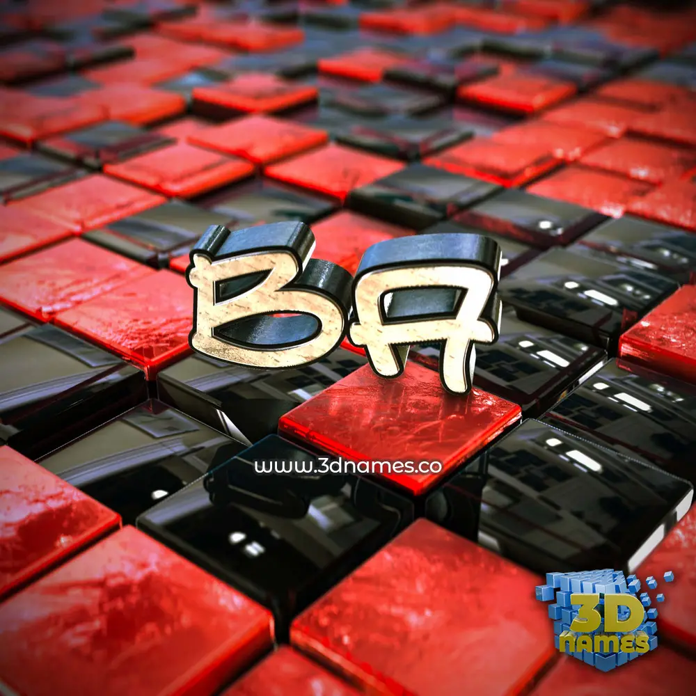ba in Red Checkered style - 3D name wallpaper