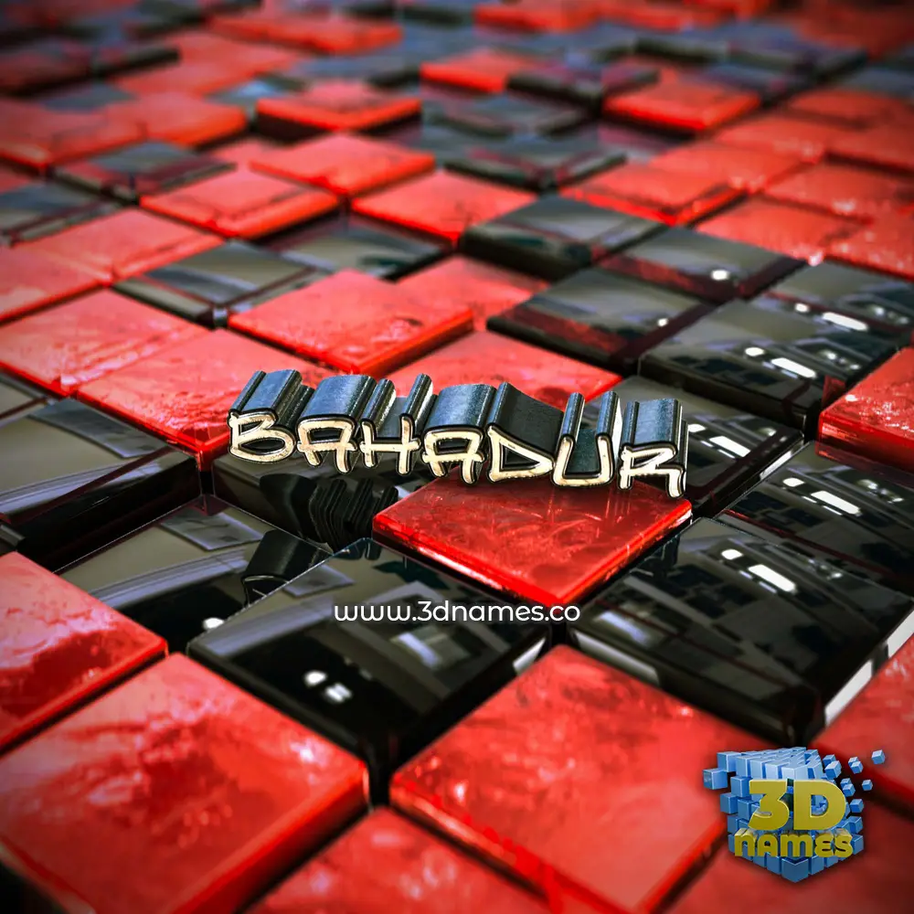 bahadur in Red Checkered style - 3D name wallpaper