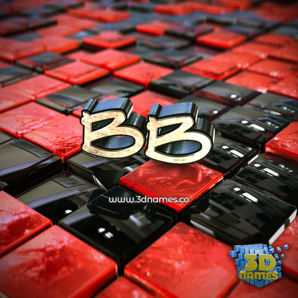 bb in Red Checkered style - 3D name wallpaper
