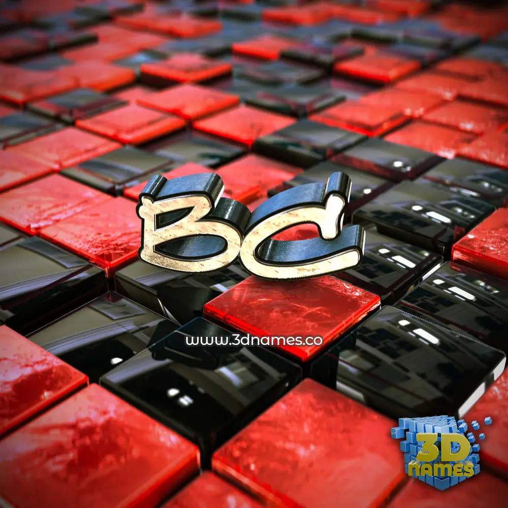 bc in Red Checkered style - 3D name wallpaper