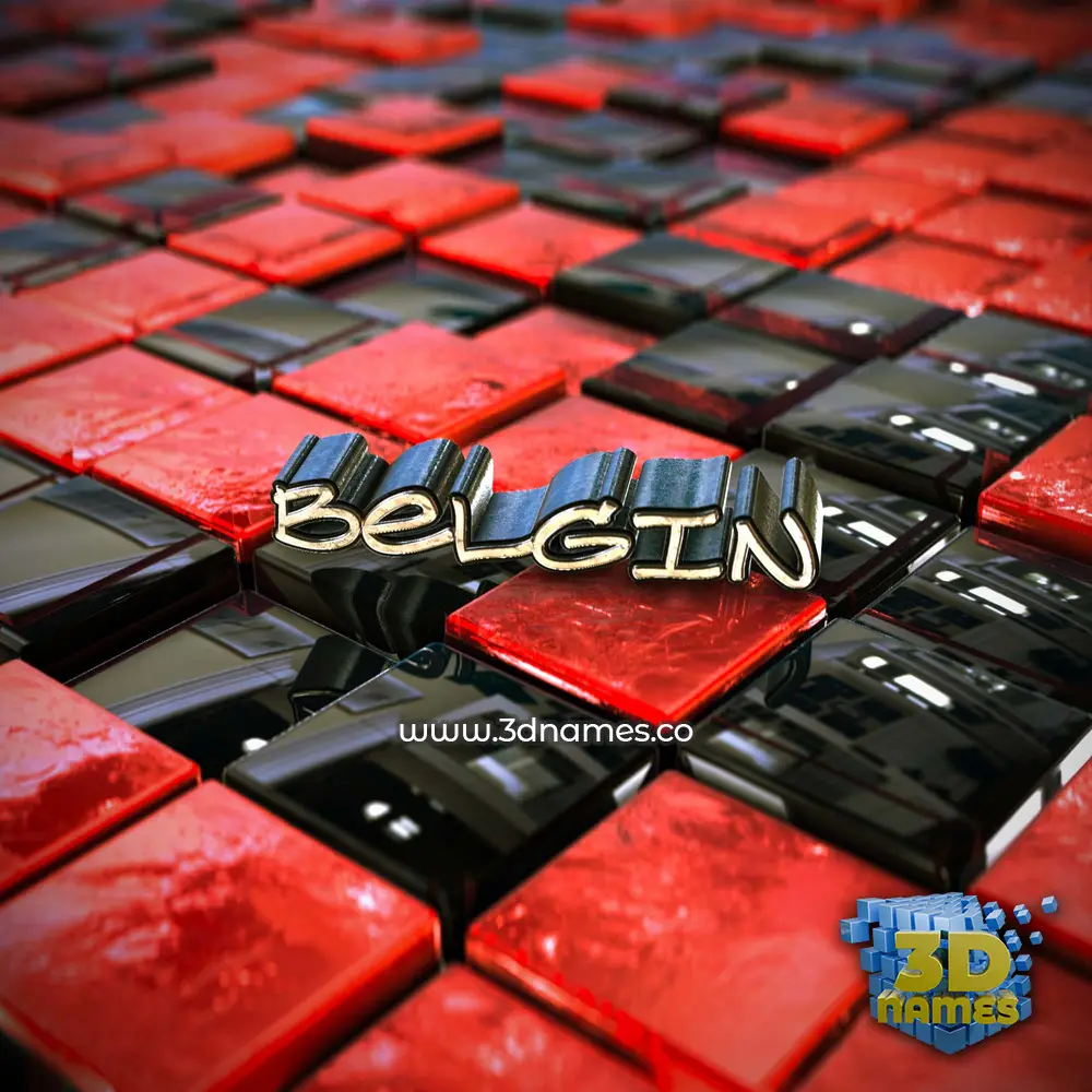 belgin in Red Checkered style - 3D name wallpaper