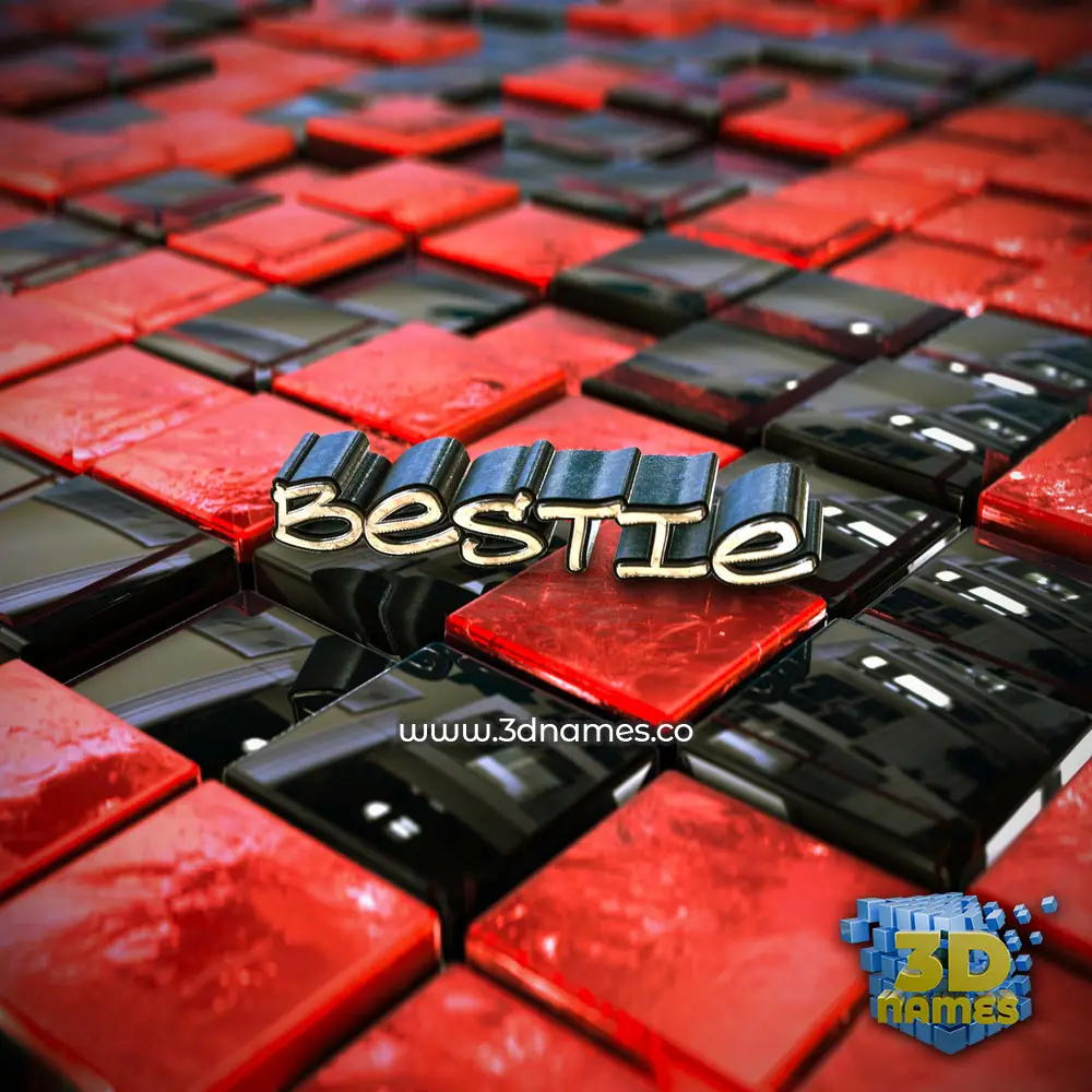 bestie in Red Checkered style - 3D name wallpaper