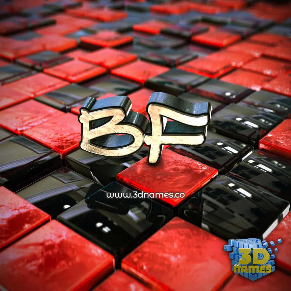 bf in Red Checkered style - 3D name wallpaper