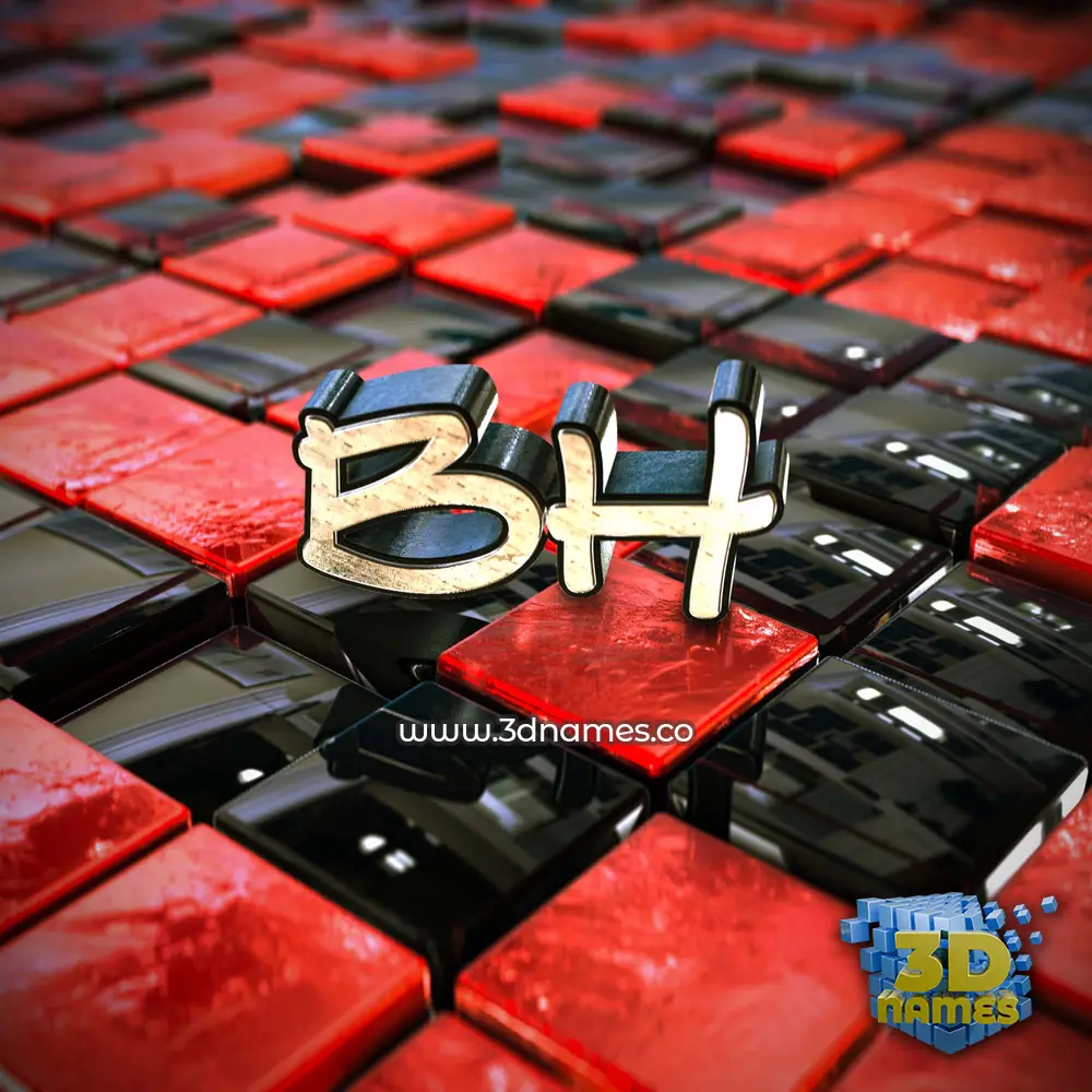 bh in Red Checkered style - 3D name wallpaper