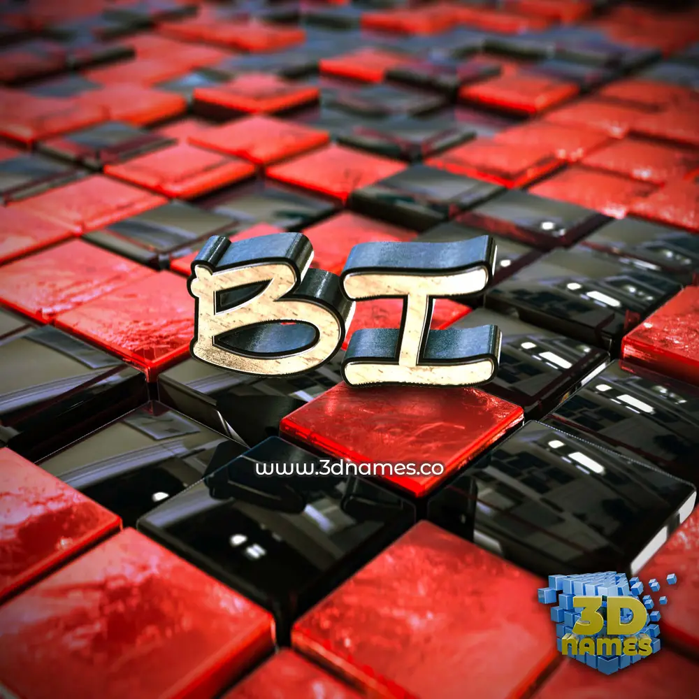 bi in Red Checkered style - 3D name wallpaper