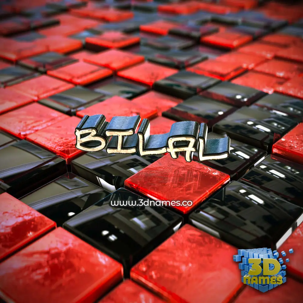 bilal in Red Checkered style - 3D name wallpaper