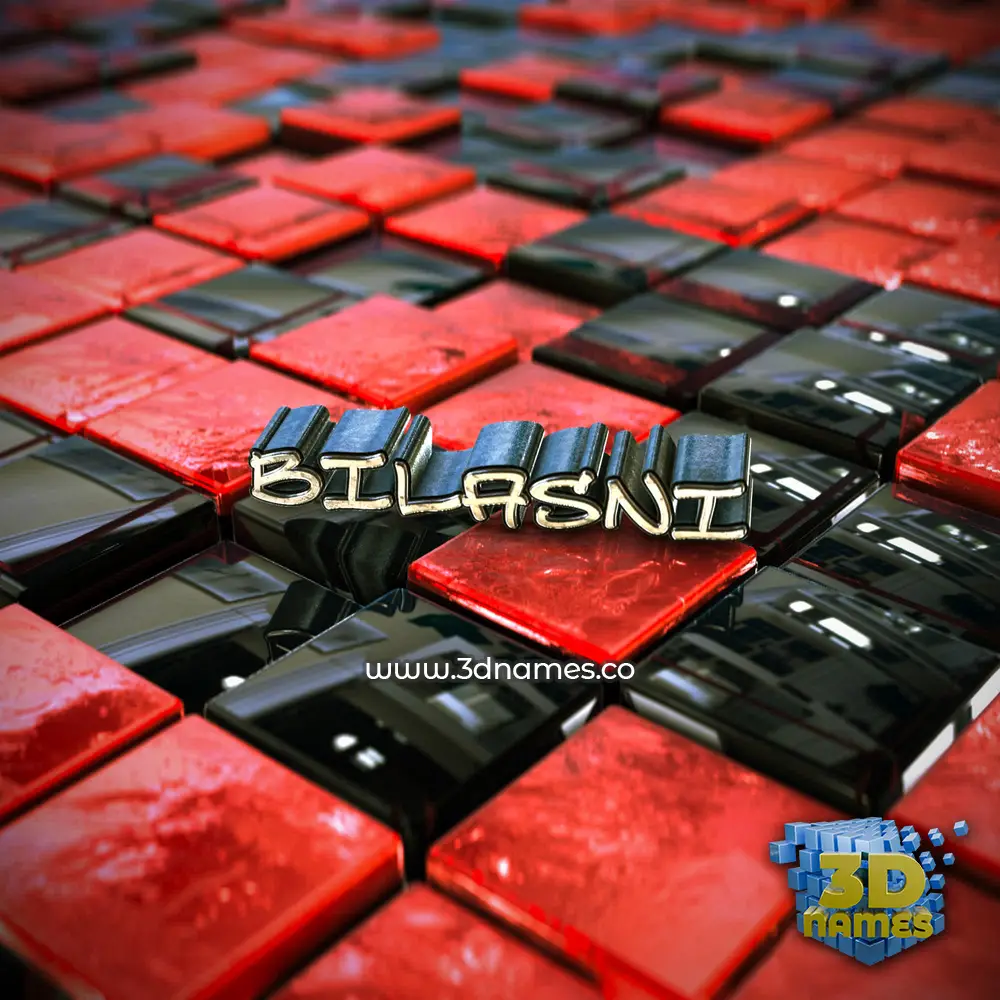 bilasni in Red Checkered style - 3D name wallpaper