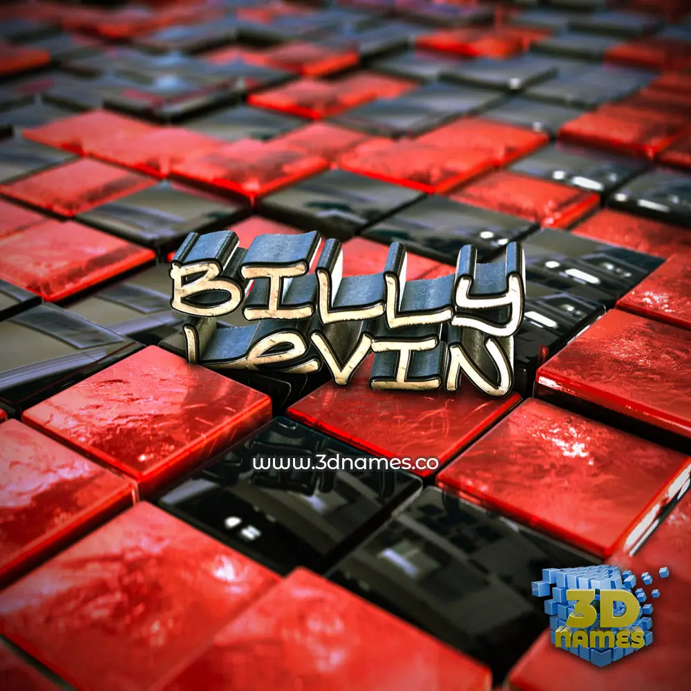 billy levin in Red Checkered style - 3D name wallpaper