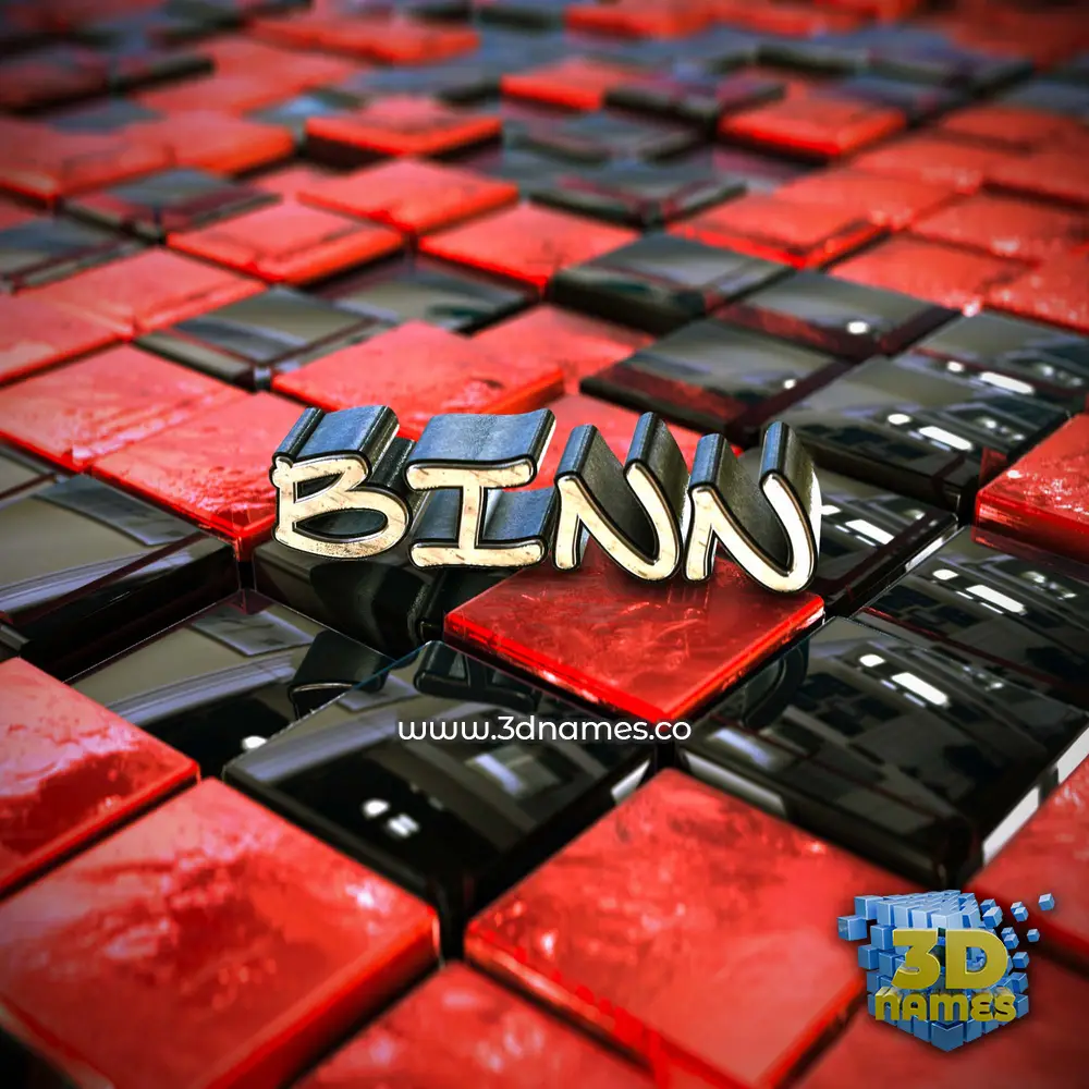 binn in Red Checkered style - 3D name wallpaper
