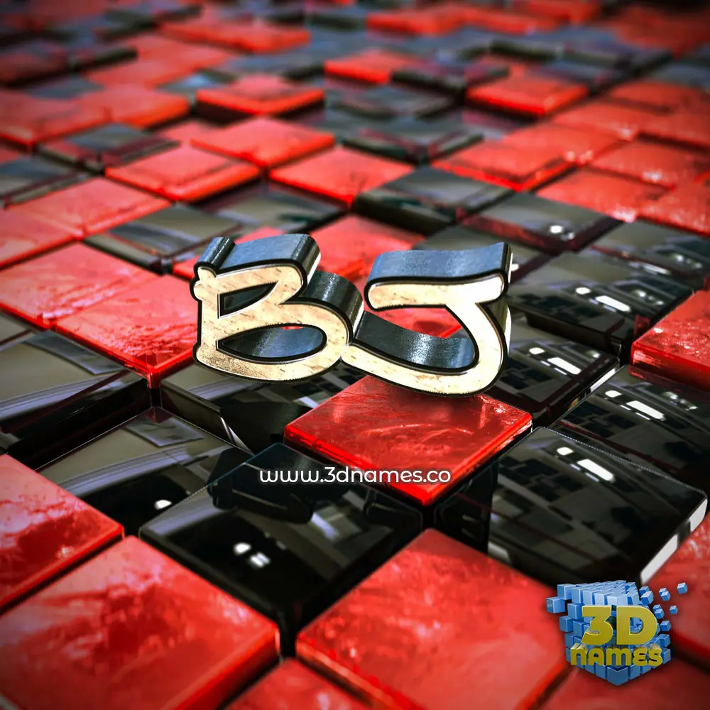 bj in Red Checkered style - 3D name wallpaper