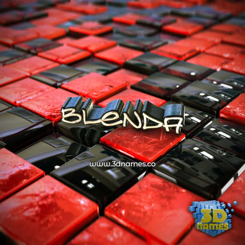 blenda in Red Checkered style - 3D name wallpaper