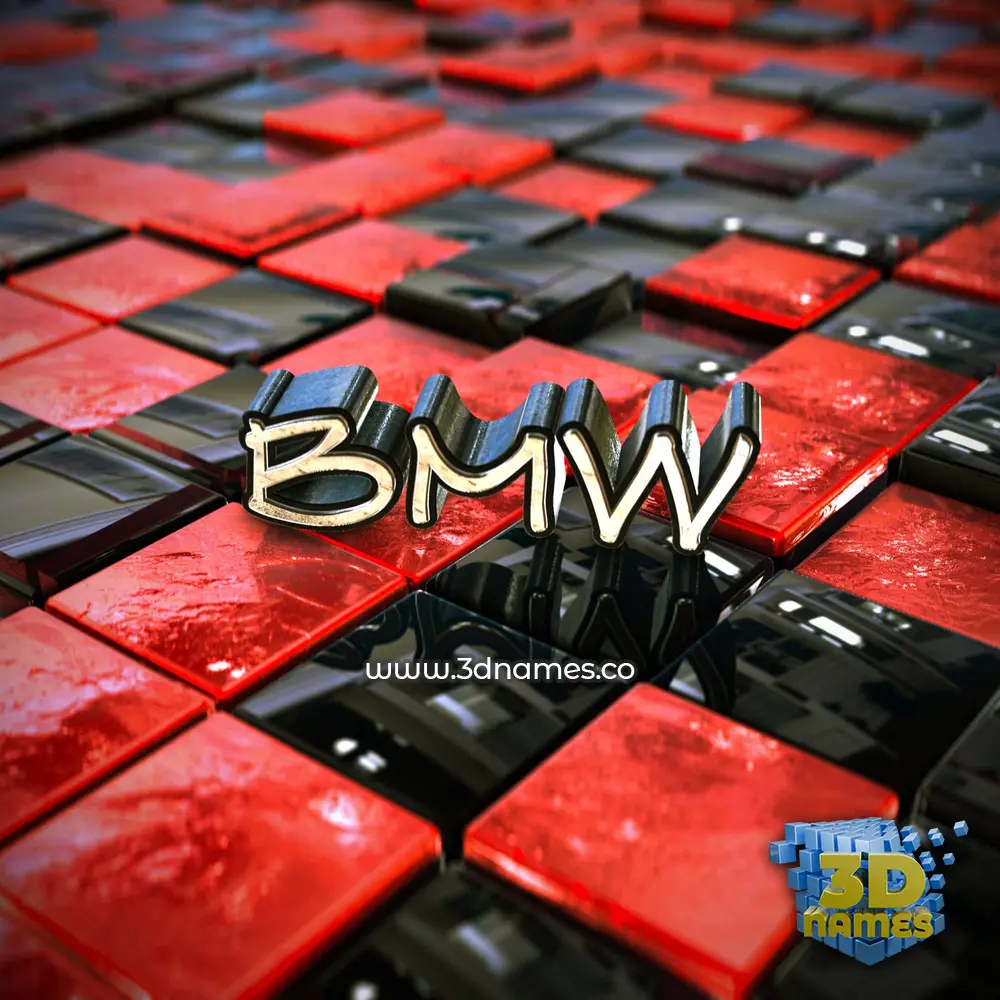 bmw in Red Checkered style - 3D name wallpaper