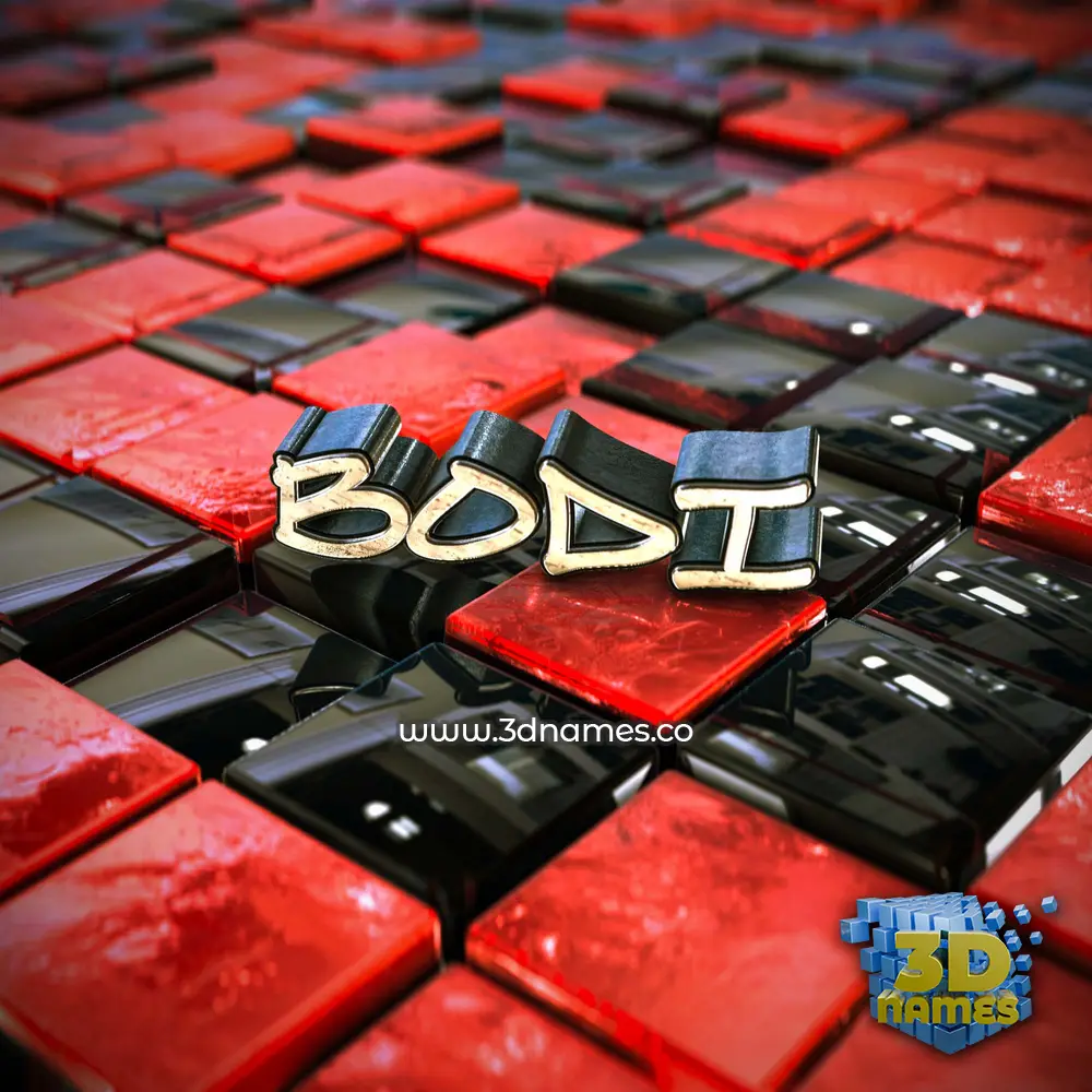 bodi in Red Checkered style - 3D name wallpaper