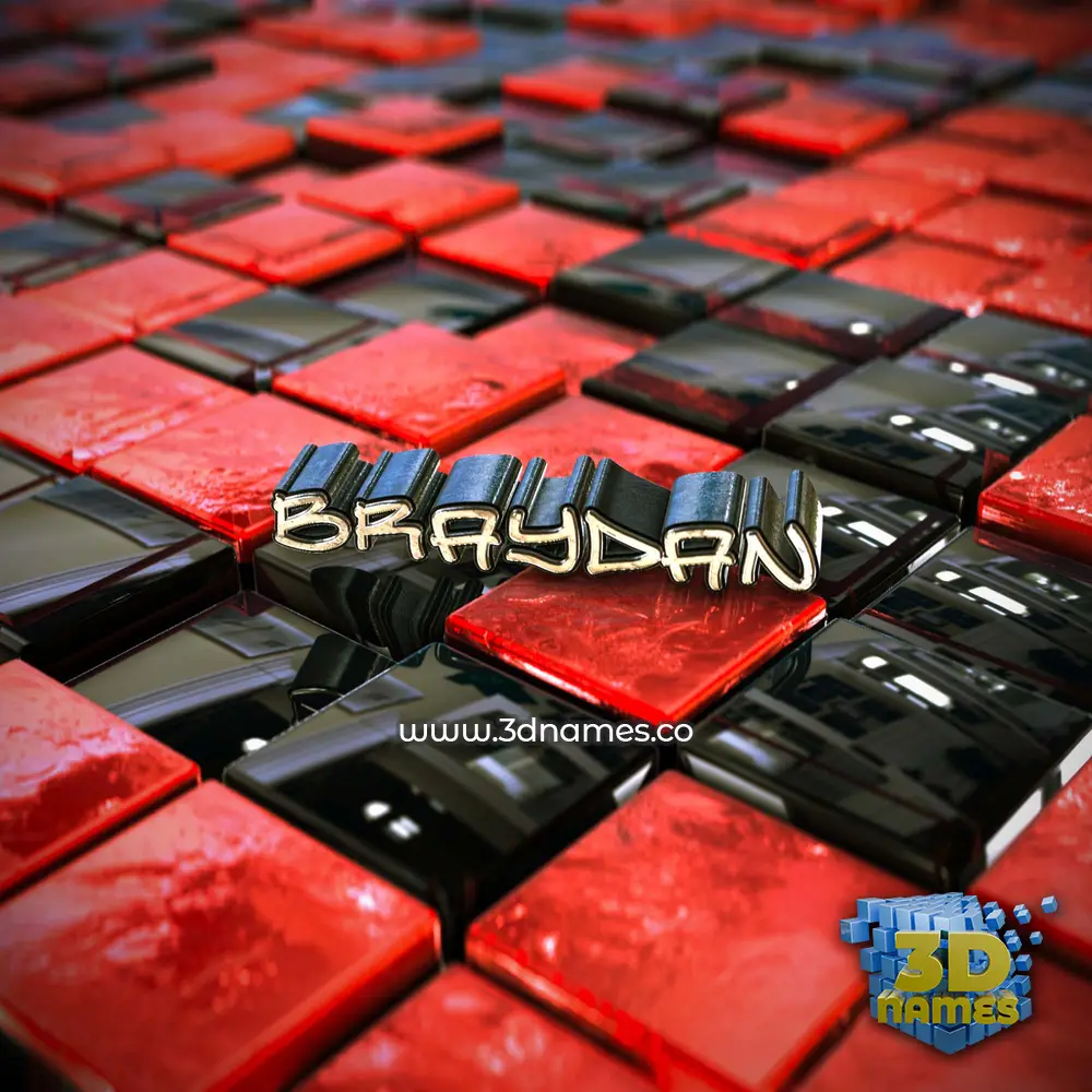 braydan in Red Checkered style - 3D name wallpaper