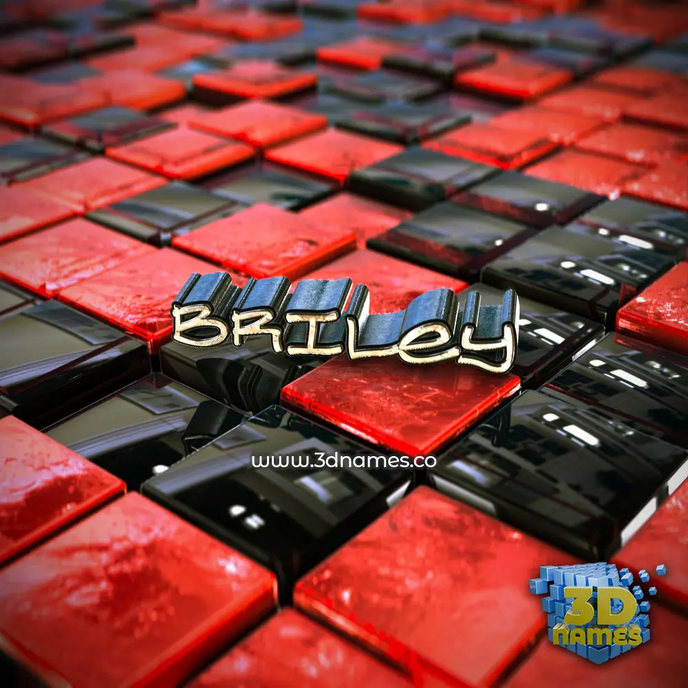 briley in Red Checkered style - 3D name wallpaper