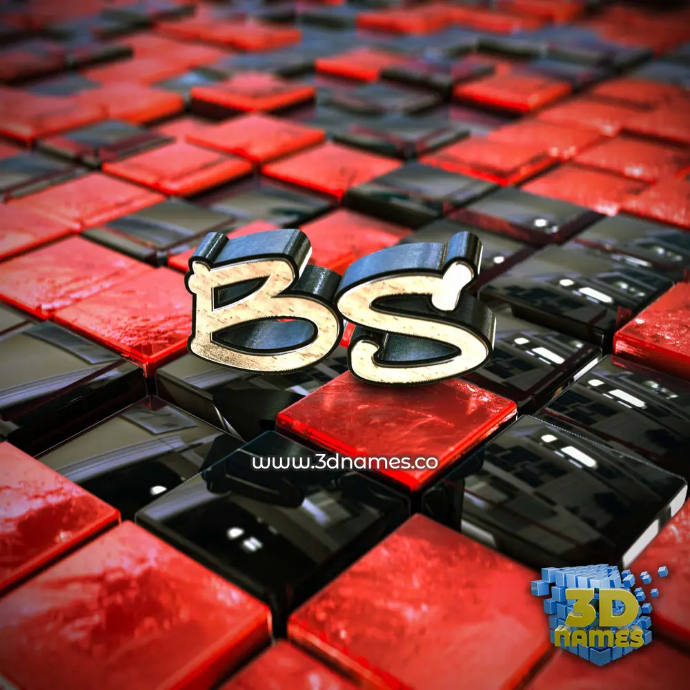 bs in Red Checkered style - 3D name wallpaper