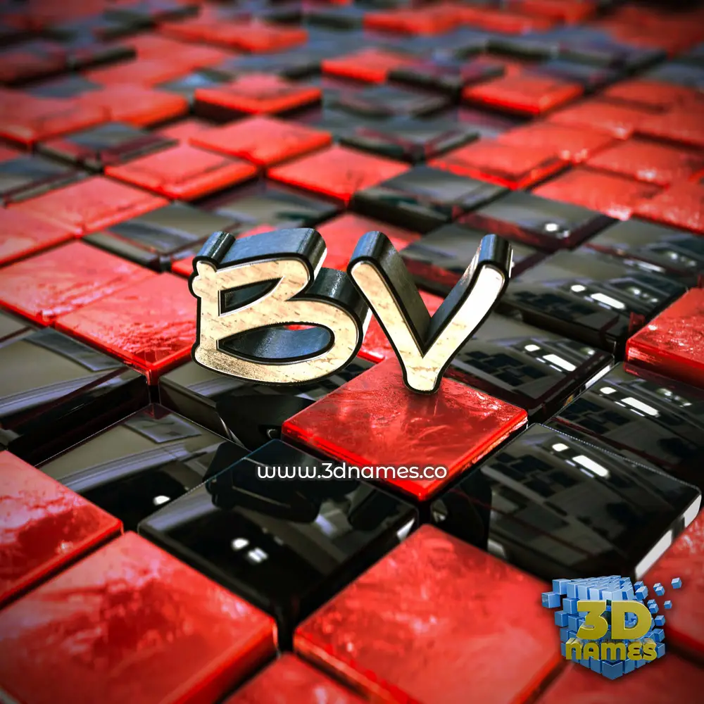 bv in Red Checkered style - 3D name wallpaper