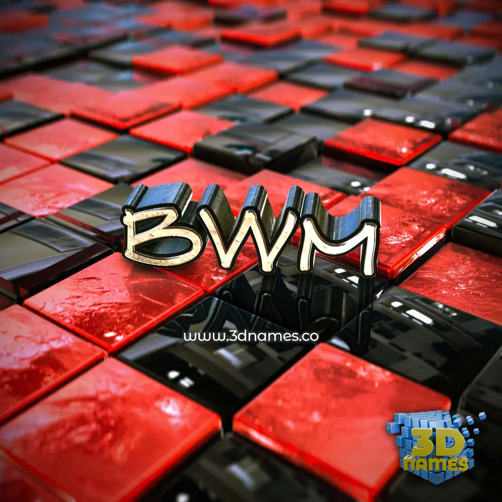 bwm in Red Checkered style - 3D name wallpaper