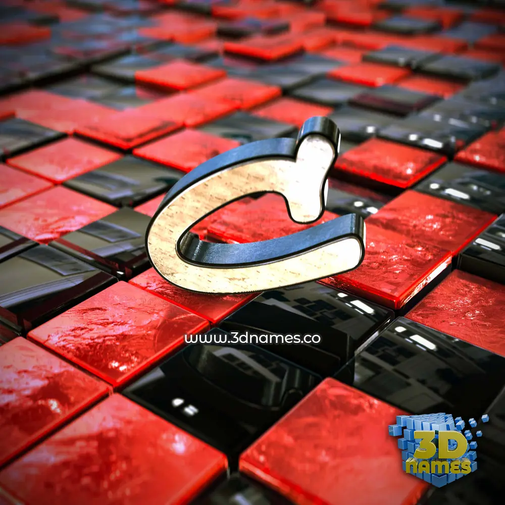 c in Red Checkered style - 3D name wallpaper