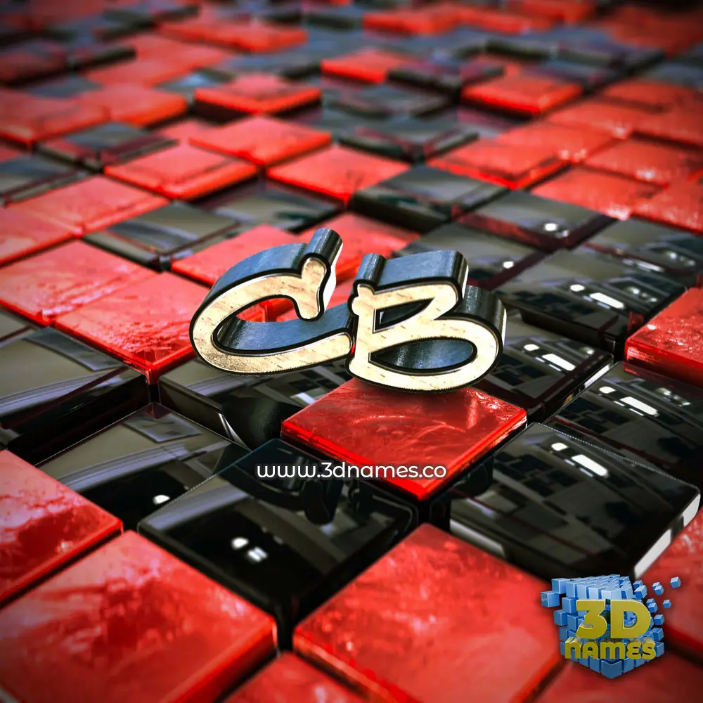 cb in Red Checkered style - 3D name wallpaper