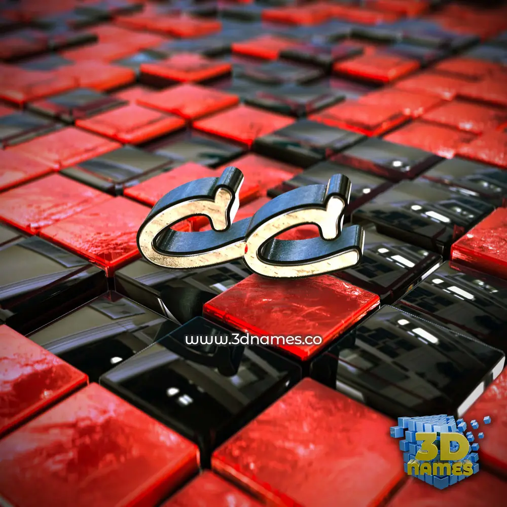 cc in Red Checkered style - 3D name wallpaper