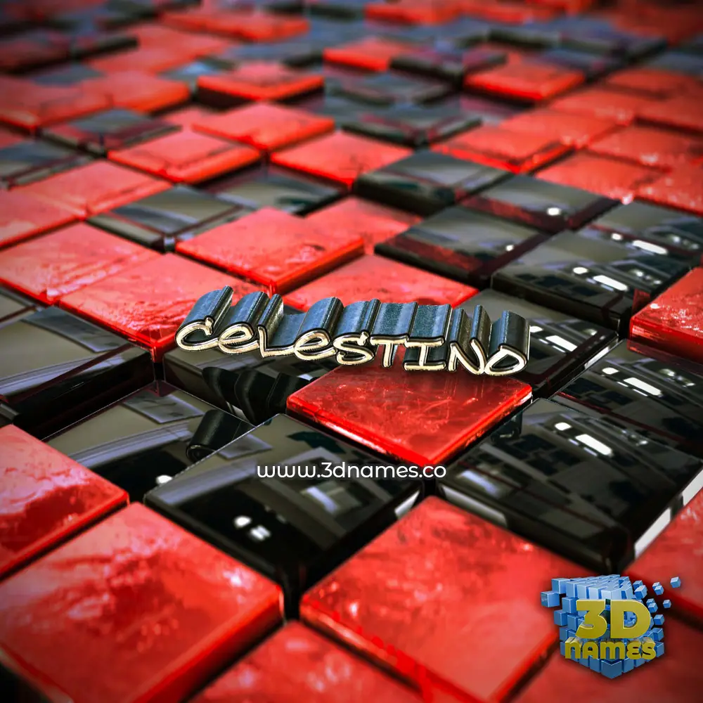 celestino in Red Checkered style - 3D name wallpaper