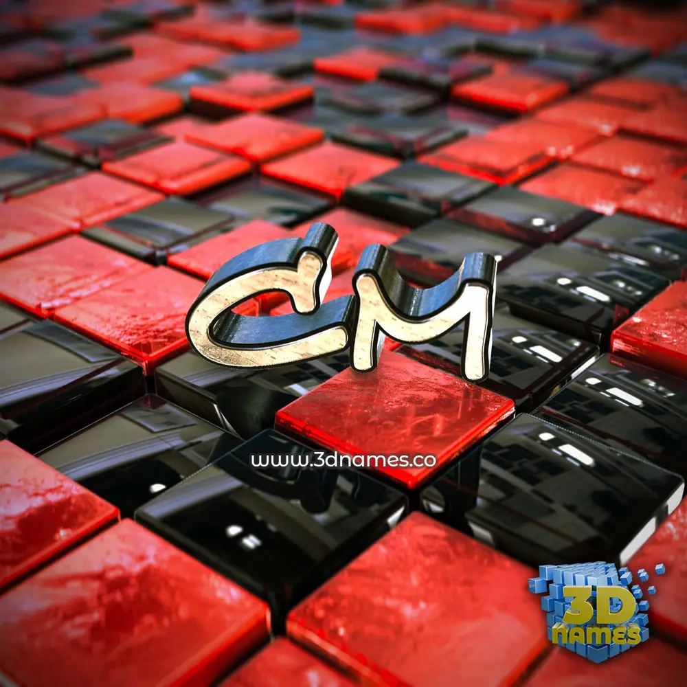 cm in Red Checkered style - 3D name wallpaper