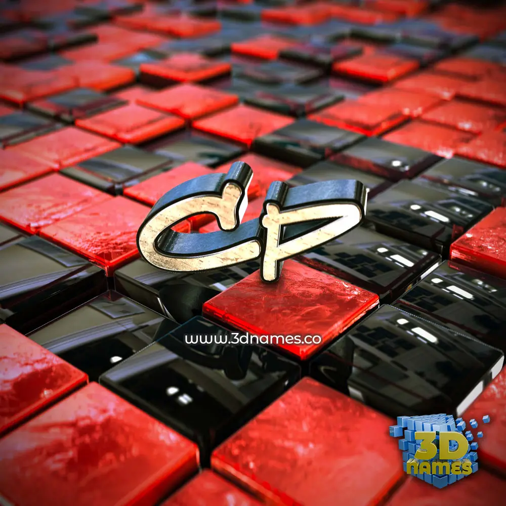cp in Red Checkered style - 3D name wallpaper