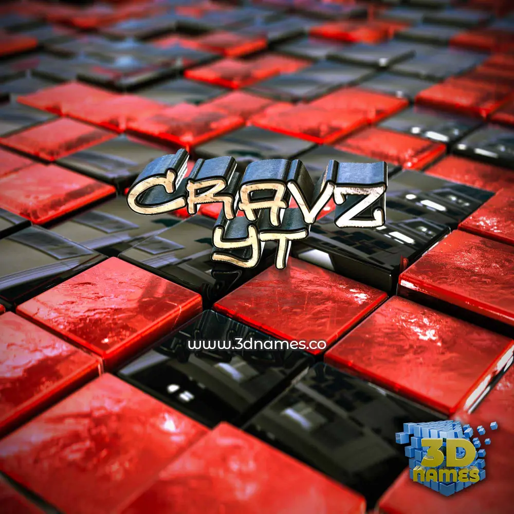 cravz yt in Red Checkered style - 3D name wallpaper