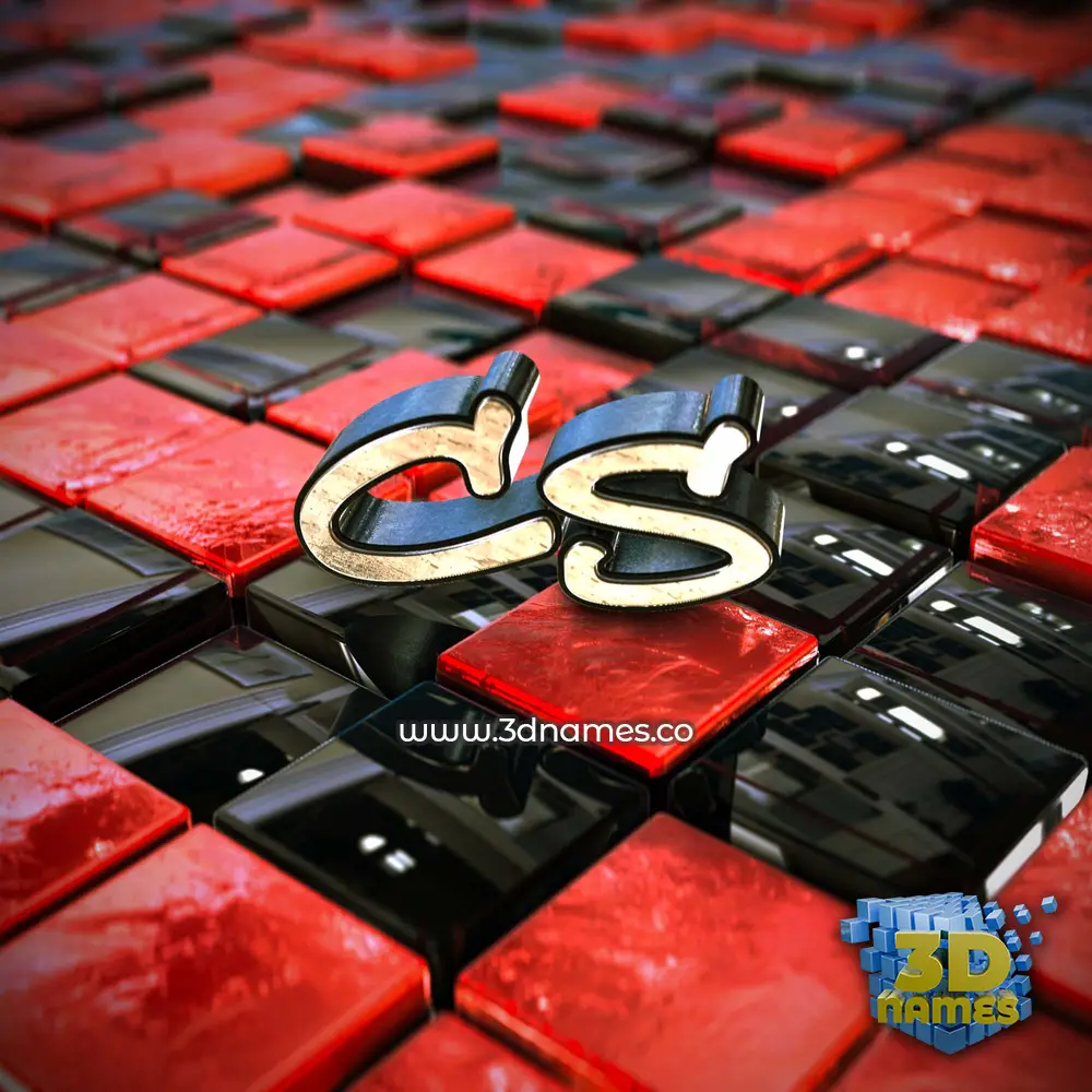 cs in Red Checkered style - 3D name wallpaper