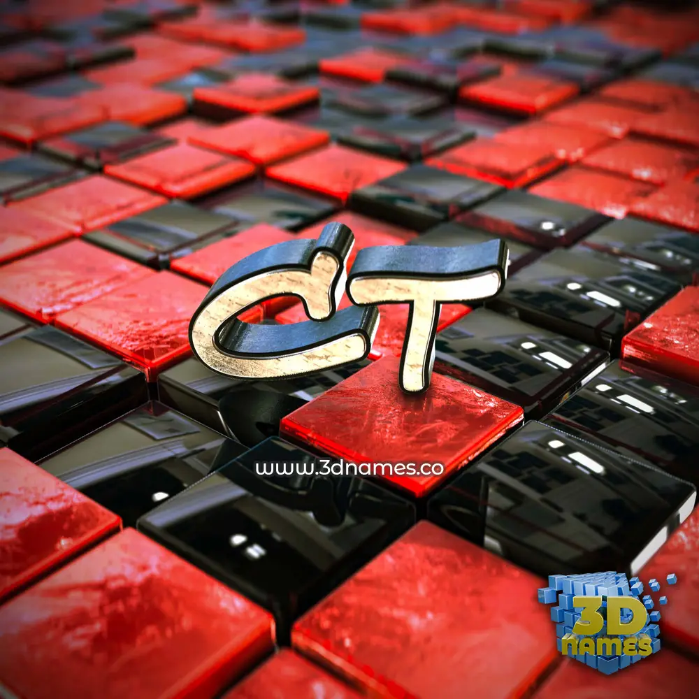ct in Red Checkered style - 3D name wallpaper