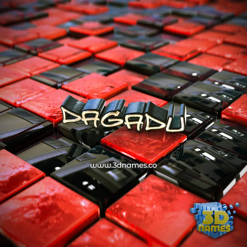 dagadu in Red Checkered style - 3D name wallpaper