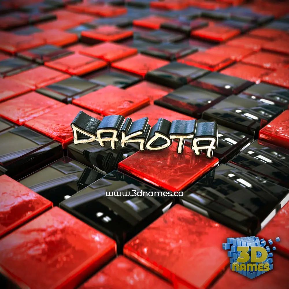 dakota in Red Checkered style - 3D name wallpaper