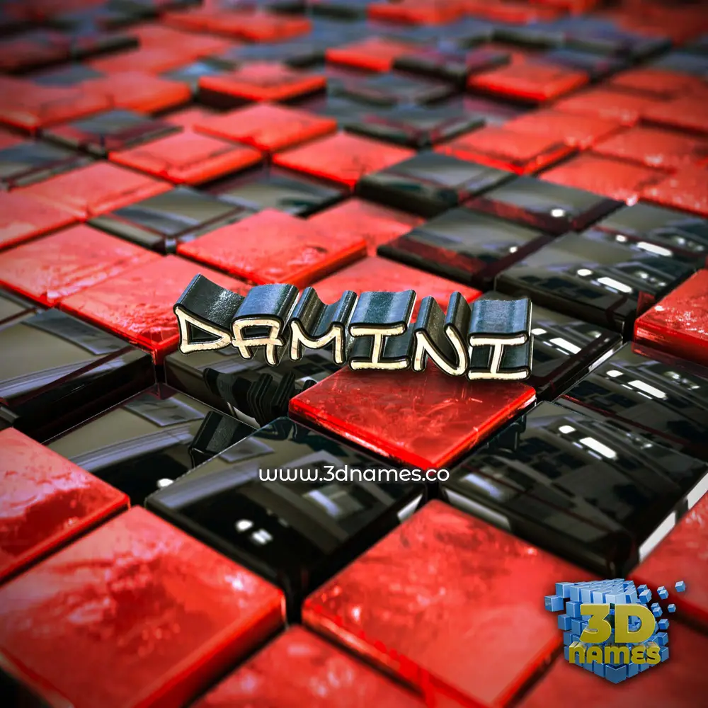 damini in Red Checkered style - 3D name wallpaper