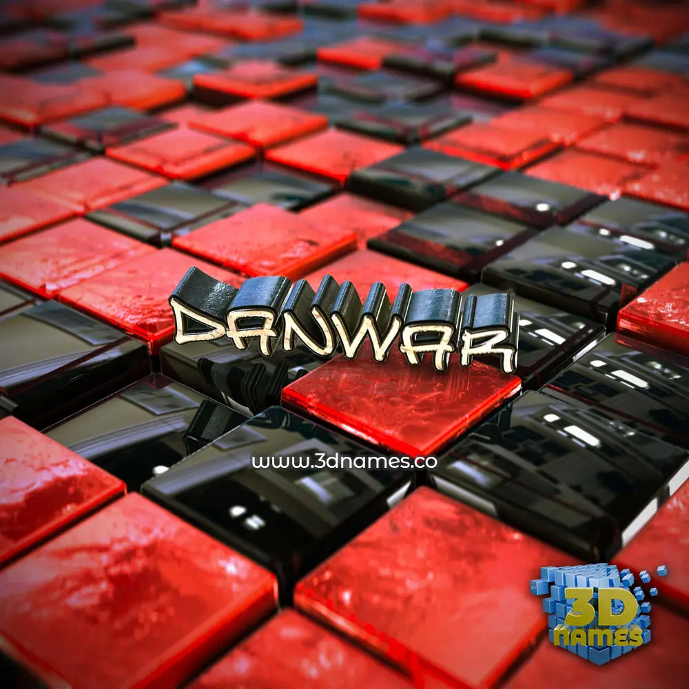 danwar in Red Checkered style - 3D name wallpaper
