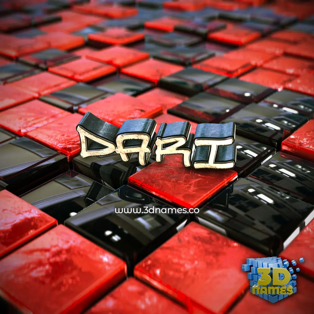 dari in Red Checkered style - 3D name wallpaper
