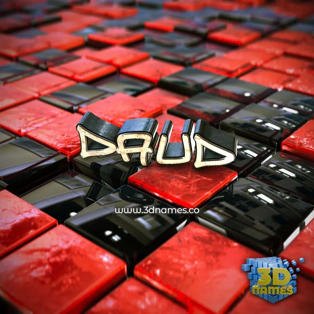 daud in Red Checkered style - 3D name wallpaper