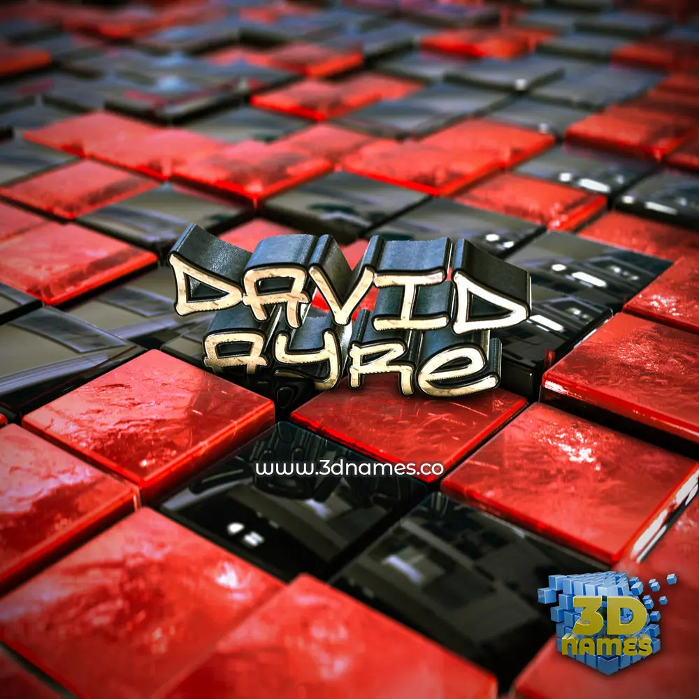 david ayre in Red Checkered style - 3D name wallpaper